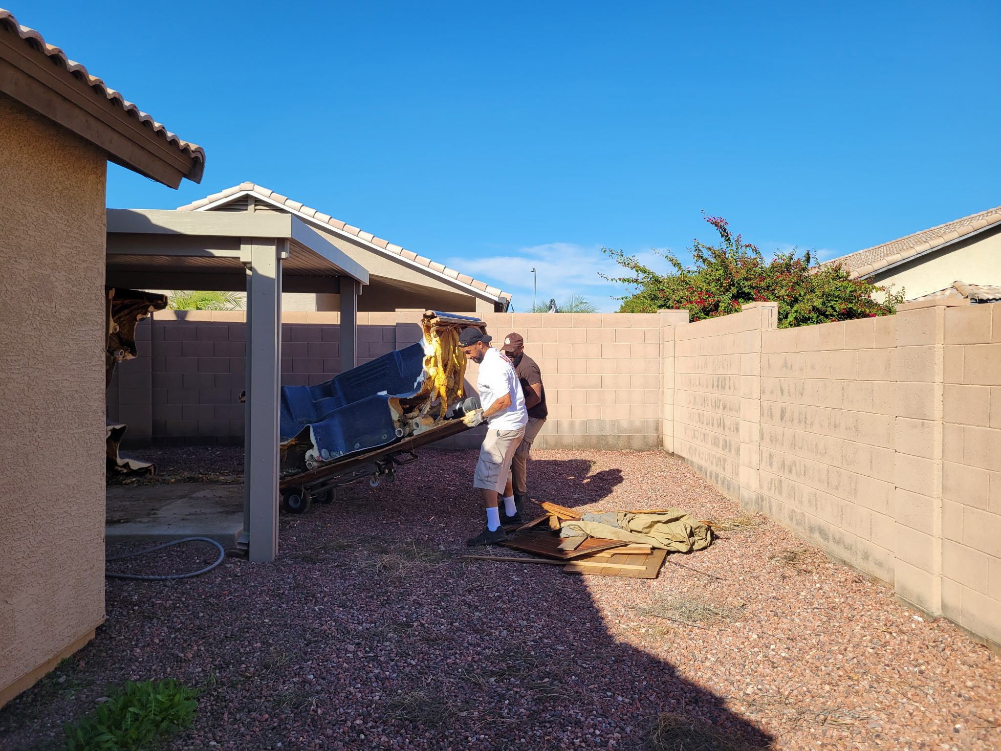 Men helping carrying things
