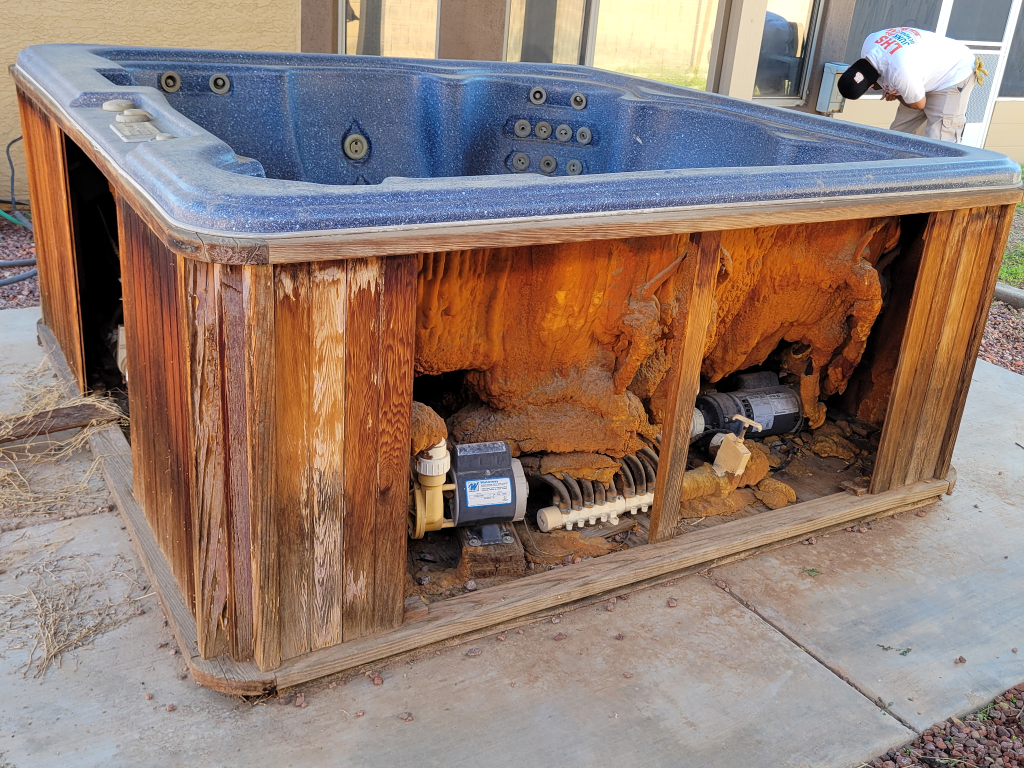 Men disassembling things