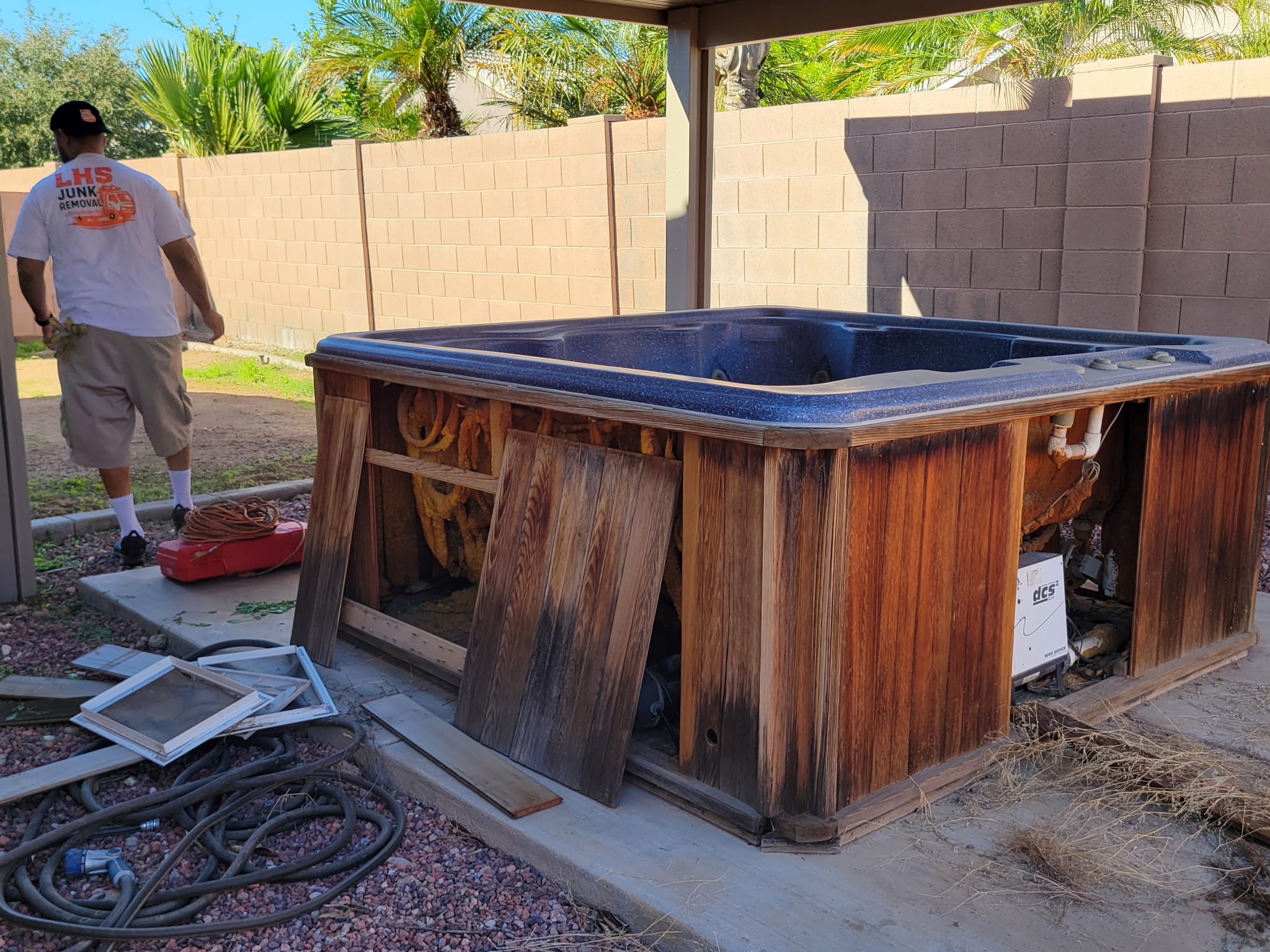 Men disassembling things